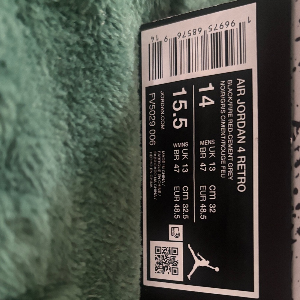 AIR JORDAN 4 Retro red gray cement Men’s Size 14 never worn. - Picture 5 of 8